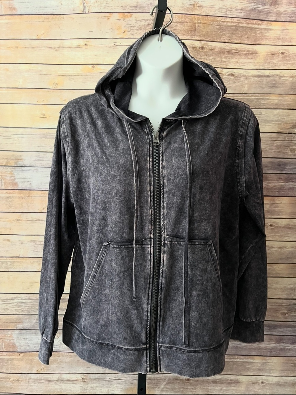 Zenana Washed Zip-Up Hooded Jacket 
Size 2X